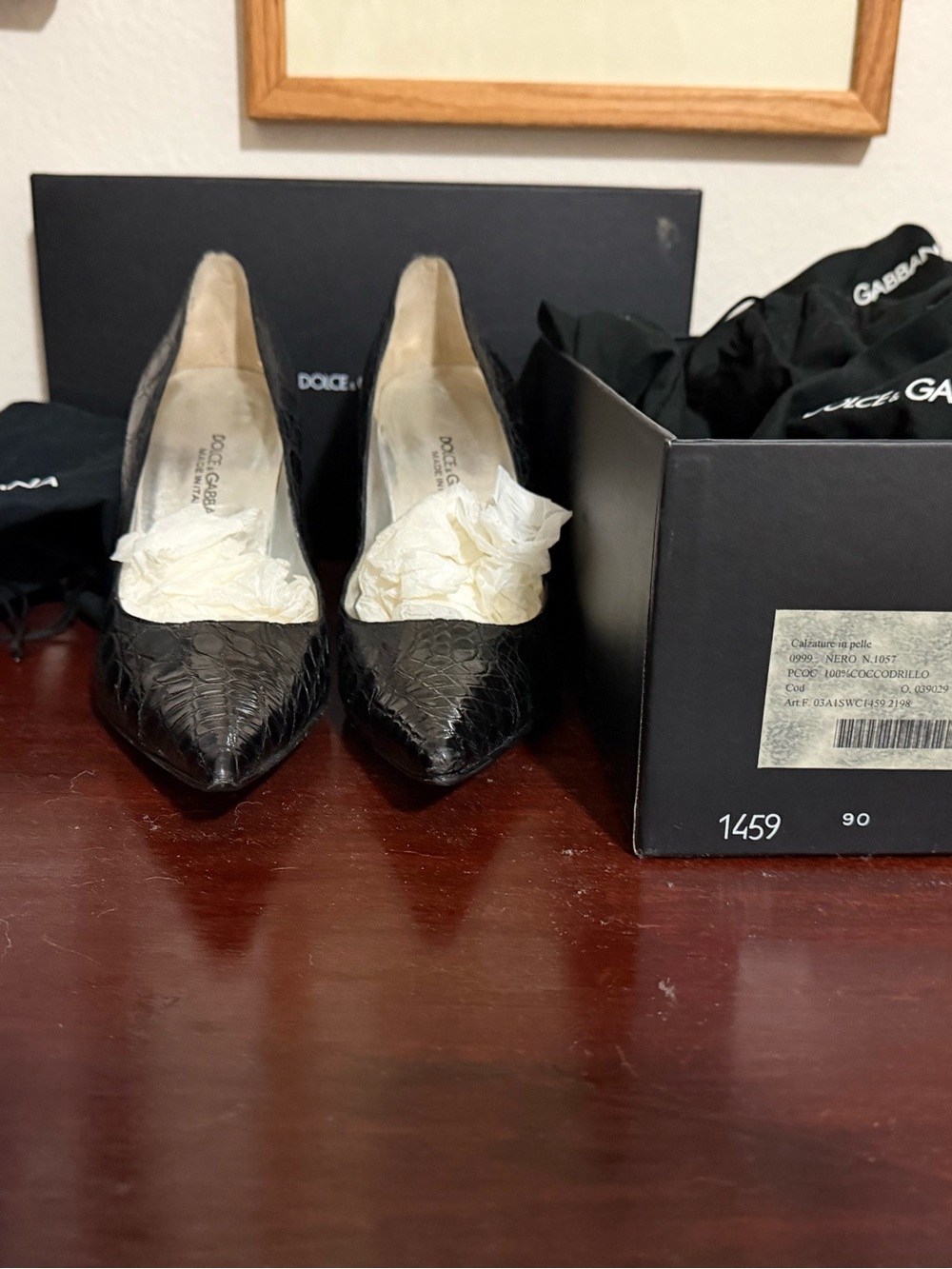 Dolce & Gabbana Black Crocodile Heels